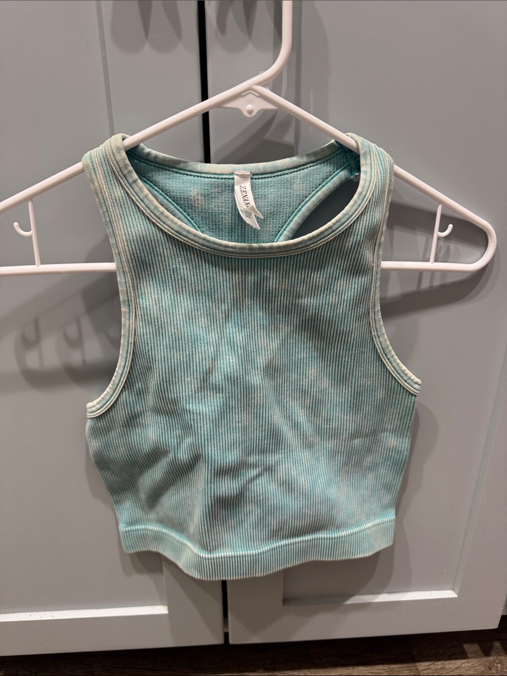 Zenana Outfitters Mint Green Ribbed Crop Tank